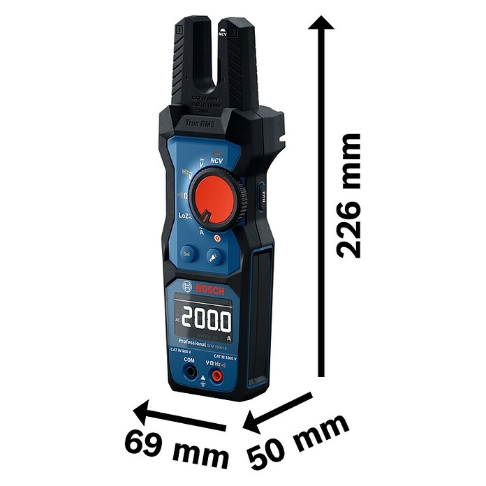 Bosch Professional Pinza amperimétrica GFM 1000-15 (1.000 V, Azul) | BAUHAUS