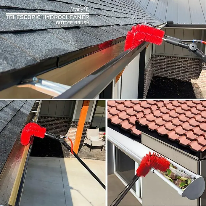 Starlyf Reinigungsbürste Gutter Brush - Passend für: Starlyf Reinigungs- & Polierbürste Telescopic Hydrocleaner - Teleskop-Hydroreiniger-Dachrinnenbürste, ideal für die Reinigung von Dachrinnen. Entfernt Blätter und Schmutz effektiv.