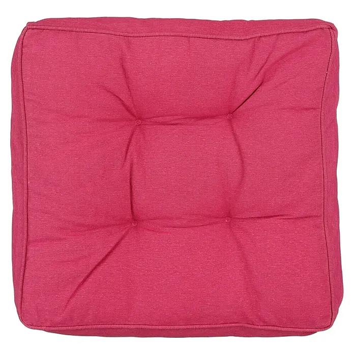 Mica Decorations Sitzkissen - L x B x H: 47 x 47 x 10 cm, Rosa, Uni - Nahaufnahme eines quadratischen, gesteppten Sitzkissens in einem satten Pinkton, ideal für eine gemütliche und stilvolle Atmosphäre.