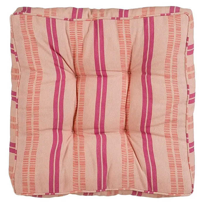 Mica Decorations Sitzkissen - L x B x H: 47 x 47 x 10 cm, Rosa, Streifen - Gestreiftes Sitzkissen in Rosa- und Lilatönen, ideal für zusätzlichen Komfort und Stil im Wohnbereich.