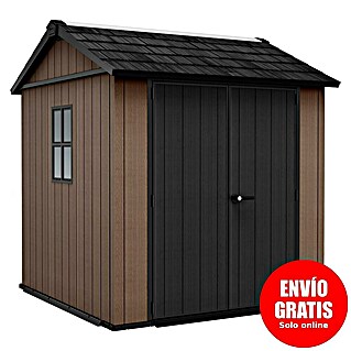Keter Caseta de jardín Newton Plus 757-775 (Medidas ext. (An x Pr): 223 x 230 cm, Plástico, Marrón/Negro, 4,4 m²)