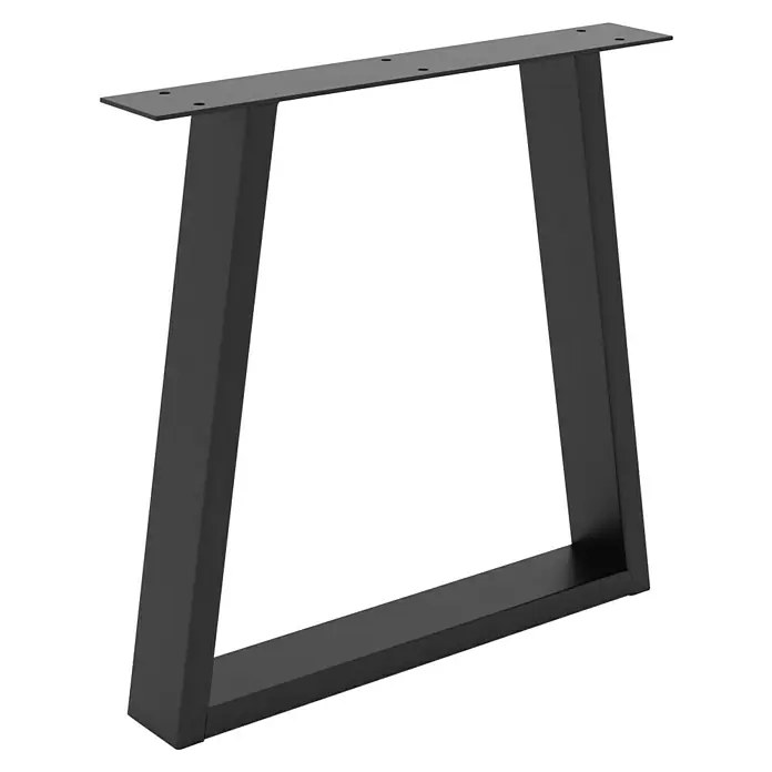 Rei Möbelfuß - B x H: 40 x 40 cm, Traglast: 250 kg, Stahl - Hier ist eine Nahaufnahme eines modernen, schwarzen Möbelfußes aus Metall, ideal für Tische oder Bänke. Das minimalistische Design betont die Stabilität und Ästhetik.