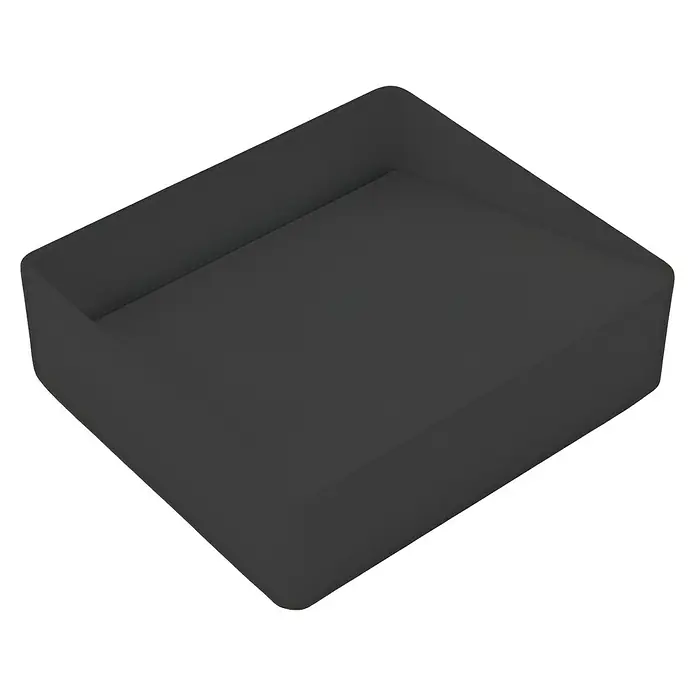 Lavabo de sobremesa Oslo - An x L: 42 x 37 cm, Negro, Rectangular - Una bandeja gris en forma de cuboide con bordes elevados, ideal para almacenar o exhibir objetos.