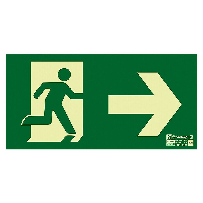 Cartel (Verde / amarillo, Salida de emergencia derecha)