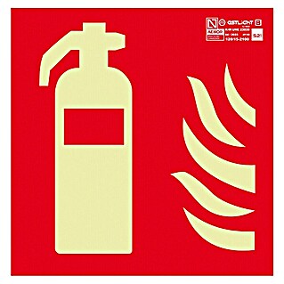 Cartel (21 x 21 cm, Extintor de incendios, Autoadhesivo)