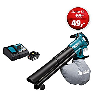 Makita LXT 18V Maschinenpaket (Akku-Laubsauger & -Laubbläser DUB187Z, Akku 18V/3 Ah & Schnellladegerät)