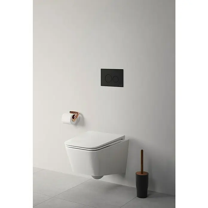 VitrA Equal Wand-WC - Spülrandlos, Mit schmutzabweisender Glasur, Spülform: Tief, WC Abgang: Waagerecht, Weiß - Elegantes Wand-WC mit Betätigungsplatte, Toilettenpapierhalter und WC-Bürste in modernem Design für ein stilvolles Badezimmer.