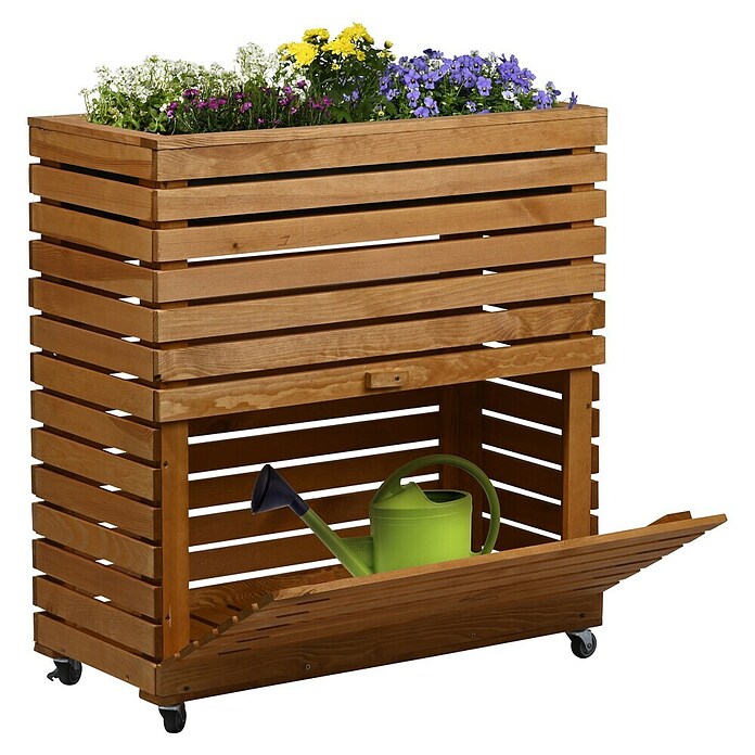 Dobar Hochbeet Rolla GR. L (L x B x H: 72 x 32,5 x 78 cm, 50 l, Holz, Braun) | BAUHAUS