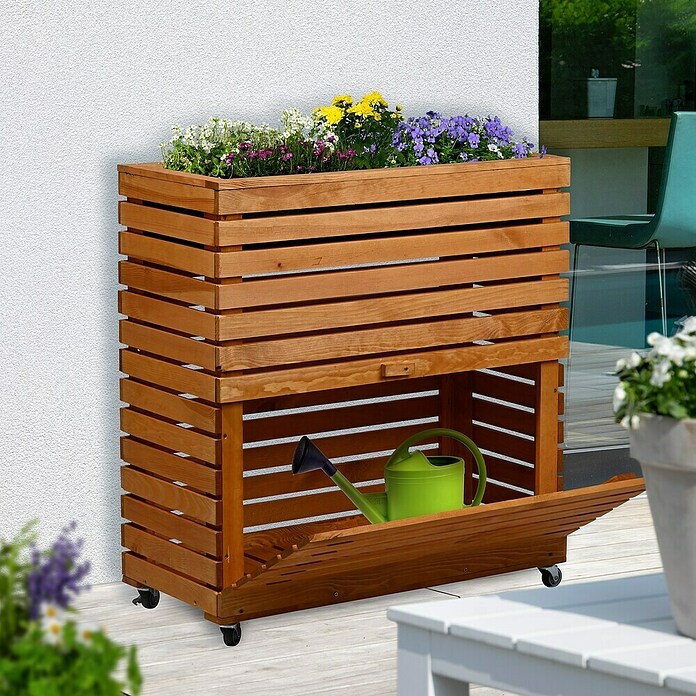 Dobar Hochbeet Rolla GR. L (L x B x H: 72 x 32,5 x 78 cm, 50 l, Holz, Braun) | BAUHAUS