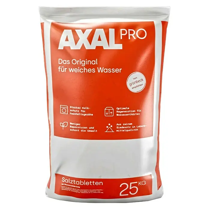Axal Regenerier-Siedesalztabletten - 25 kg - Sack Axal Pro Salztabletten, das Original für weiches Wasser, empfohlen von Grünbeck, 25 kg.