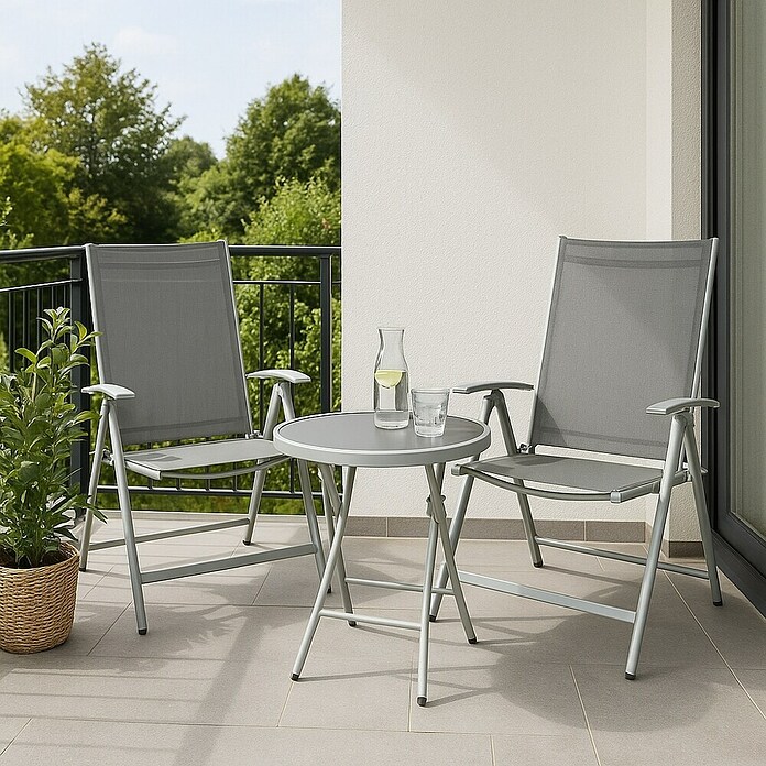 Conjunto de muebles de balcón Olaia (3 piezas, Gris)