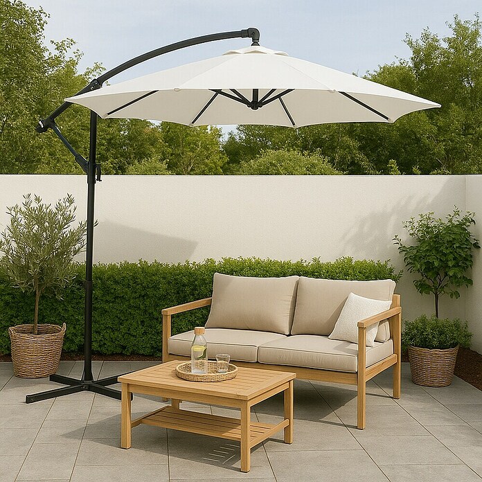 Parasol de jardín Enna (Crudo, Diámetro de cobertura: 300 cm) | BAUHAUS