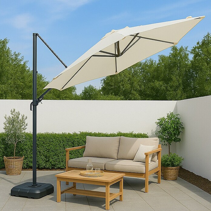 Sunfun Parasol de jardín Forio (Crudo, Diámetro de cobertura: 300 cm) | BAUHAUS