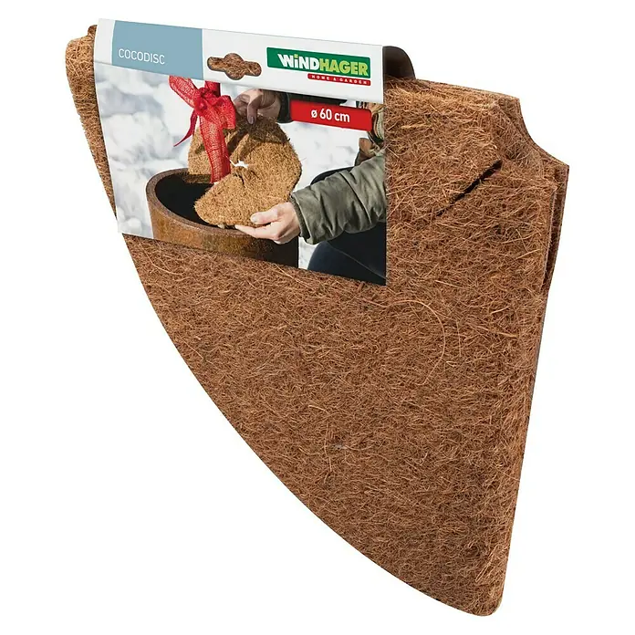 Windhager Kokosmulchscheibe Cocodisc - Durchmesser: 60 cm, Natur - Windhager Cocodisc, eine Kokosfaser-Matte für Pflanzgefäße, schützt Pflanzen vor Kälte und hält den Boden feucht. Durchmesser: 60 cm.