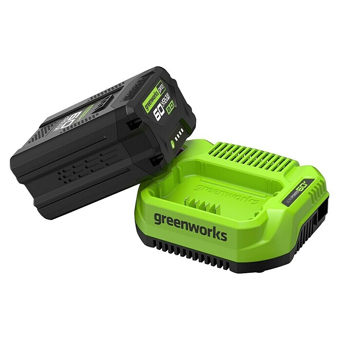 Greenworks 60V Akkusystem Začetni komplet G60B2  (60 V, 2 Ah) | 7394 - Ladegerät und Akku Marke | IAEL - Akku/Ladegeräte | IAE - Gartenmotorgeräte | IA - Gartenhartware | I - Stadtgarten | BAUHAUS