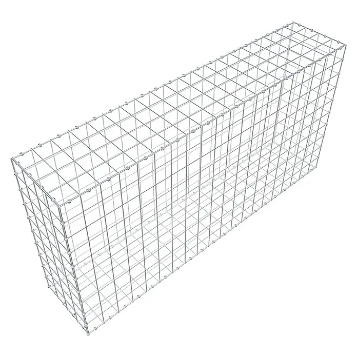 Gabiona Gabione - 200 x 40 x 100 cm, Maschenbreite: 10 cm, Maschenhöhe: 10 cm - Ein quaderförmiger Gabionen-Steinkorb aus Drahtgitter, ideal für Garten- und Landschaftsbau.