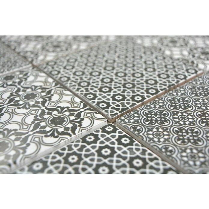 Mozaïektegel Quadrat Classico (29,8 x 29,8 cm, Keramiek, Wit/Zwart/Grijs)