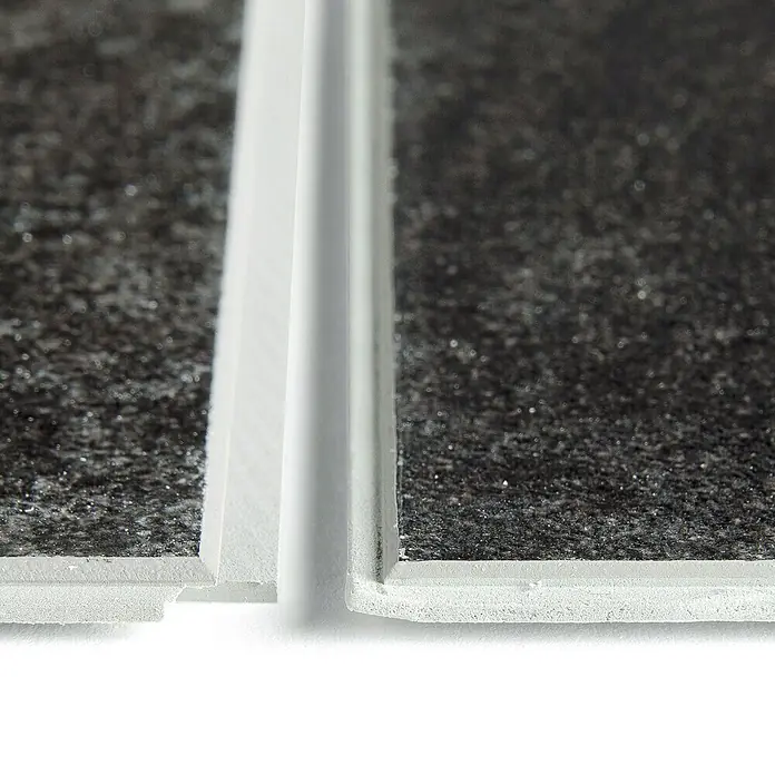 Grosfillex Wall+ Wandpaneel - Black Stone, 600 x 300 x 5 mm - Detailansicht von zwei verbundenen Wandpaneelen, die eine nahtlose und moderne Optik bieten. Ideal für Innenausbau.