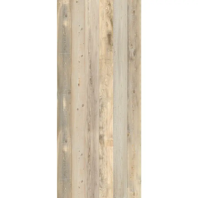 Grosfillex Wandpaneel Element 3D - Nordic, 2.600 x 375 x 8 mm - Helle Holzpaneele mit natürlicher Maserung und Astlöchern, ideal für eine rustikale Wandverkleidung oder als Bodenbelag. Schafft eine warme Atmosphäre.