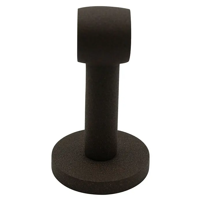 Expo Ambiente Träger Noble - Rost, Geeignet für: Gardinenstangen Ø 20 mm, 8,4 cm - Nahaufnahme eines schwarzen Türstoppers. Der Stopper hat eine runde Basis, einen zylindrischen Schaft und einen zylindrischen Kopf.