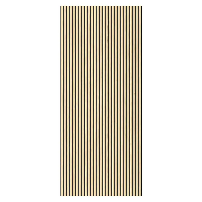 Grosfillex Wandpaneel Element 3D - Linio Ash, 2.600 x 375 x 8 mm - Holzpaneel mit vertikalen Lamellen und schwarzen Zwischenräumen, ideal für moderne Raumgestaltung und Akustikverbesserung.