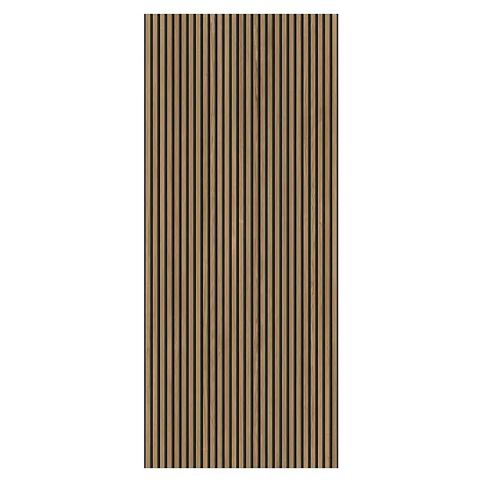 Grosfillex Wandpaneel Element 3D - Linio Light, 2.600 x 375 x 8 mm - Holzlattenwand: Eine moderne Wandverkleidung mit senkrechten Holzlatten und dunklen Zwischenräumen. Perfekt für stilvolle Innenräume mit natürlichem Akzent.