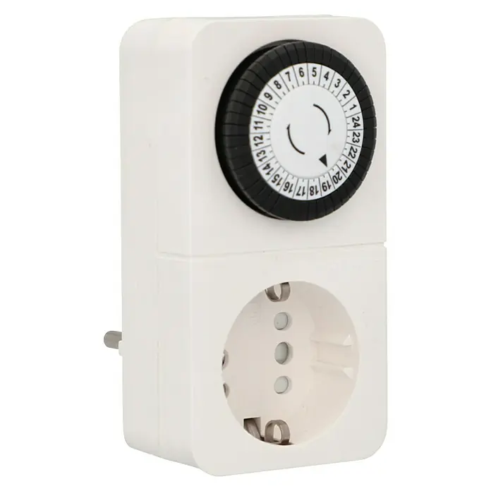UniTEC Tages-Zeitschaltuhr Greenline Analog - Weiß, 3.680 W - Eine Zeitschaltuhr für die Steckdose in Weiß mit einer analogen Zeitanzeige zur Steuerung der Stromzufuhr.