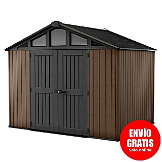 Keter Caseta de jardín Stronghold 2.0 (Medidas ext. (An x Pr): 305 x 243 cm, Plástico, Marrón/Negro, 7,4 m²)