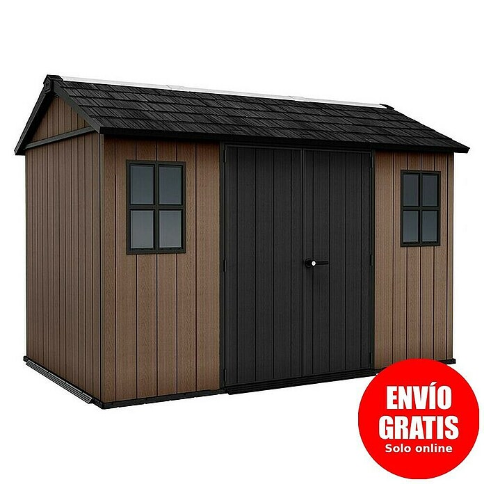 Keter Caseta de jardín Newton Plus 7511-1175 (Medidas ext. (An x Pr): 350 x 230 cm, Plástico, Marrón/Negro, 7,2 m²) | BAUHAUS