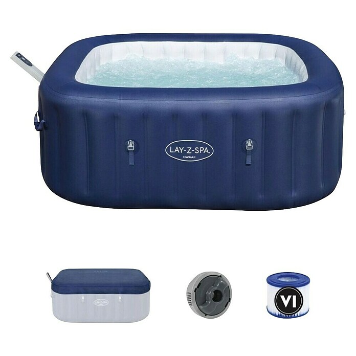 Bestway Lay-Z-Spa Mobilni hidromasažni bazen AirJet 6 Hawaii  (D x Š x V: 180 x 180 x 71 mm, Tamno plava, 840 l) | BAUHAUS