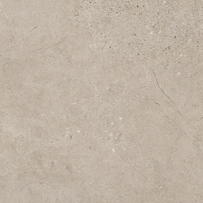 Grosfillex Wall+ Wandpaneel - Cream Slate, 2.600 x 600 x 5 mm - Dieses Bild zeigt eine Nahaufnahme einer beigen Keramikfliese mit einer subtilen Textur und feinen Marmorierungen, ideal für moderne Innenräume.
