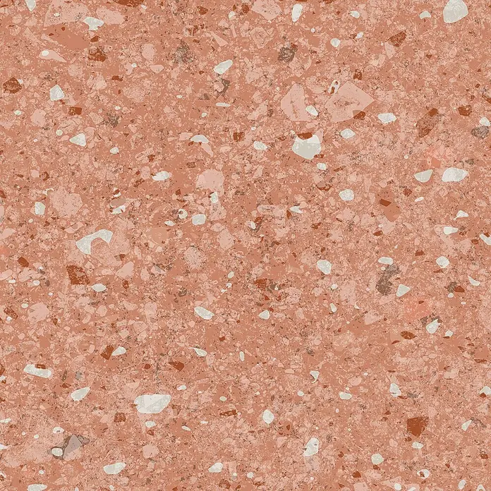 Grosfillex Wandpaneel Element 3D - Terrazzo Rose, 2.600 x 375 x 8 mm - Terrazzoboden mit Terrakotta- und Cremefarbener Marmorstruktur für Innenräume.