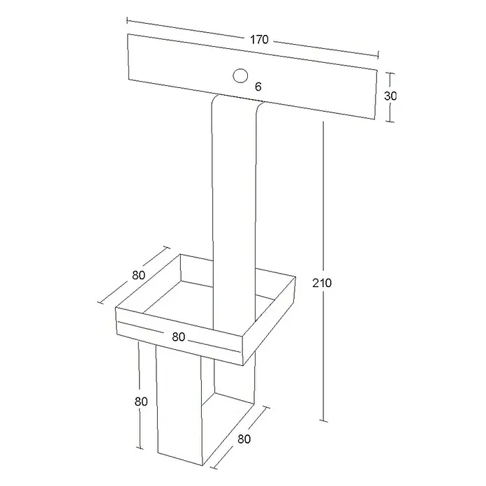 WMT Eindrehhalterung für Flaschen - Dunkelgrün - Darstellung eines Produktdisplays mit Maßen für Design- oder Fertigungszwecke.