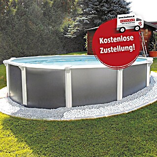 KWAD Stahlwand-Pool Supreme Design Rund (Ø x H: 360 x 132 cm, Anthrazit, 13 000 l)