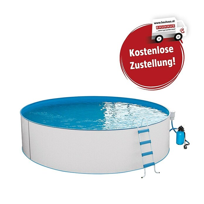 Malibu Rundbecken-Set Premium (Ø x H: 450 x 120 cm, 18 m³, Farbe Innenfolie: Blau)