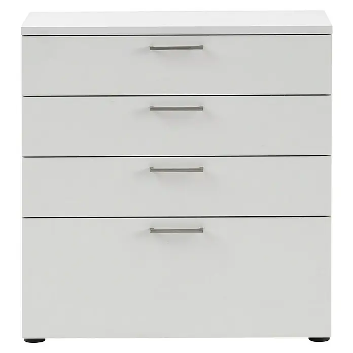 Schildmeyer 1500 Kommode - L x B x H: 41 x 80,2 x 84,2 cm, Lichtgrau, Anzahl Schubladen: 4 Stk. - Weiße Kommode mit vier Schubladen und schlichten, silberfarbenen Griffen für ein modernes und stilvolles Ambiente.
