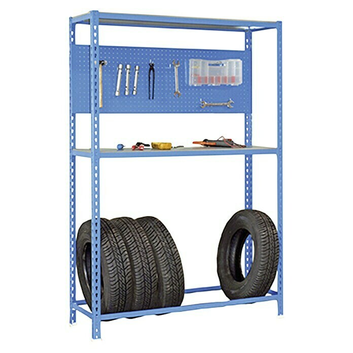 Simonrack Simonauto Estantería para almacenamiento de neumáticos Simonracing (L x An x Al: 40 x 100 x 200 cm, Capacidad de carga: 200 kg/balda, Número de baldas: 3 ud., Azul)