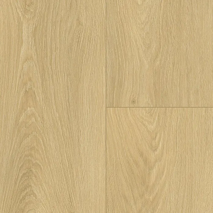 Vinylboden Rigid - Oak Sand, Landhausdiele, 1.220 x 180 x 4 mm - Nahaufnahme des hellen Laminatbodens mit Holzmaserung, der eine warme und natürliche Optik verleiht. Ideal für moderne Wohnräume.