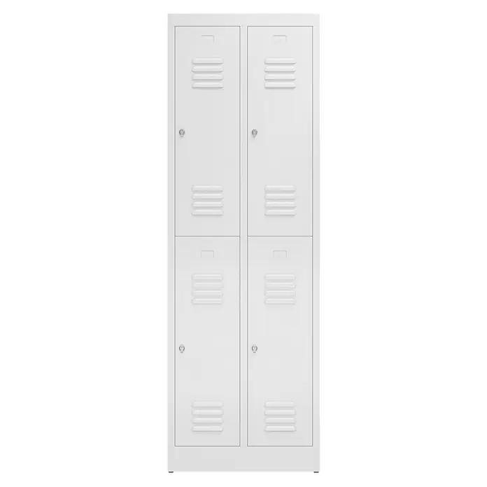 Lüllmann ClassiX Spind - H x B x T: 180 x 59 x 50 cm, Signalweiß, Fertig montiert, Anzahl Fächer: 4 Stk. - Schrank-Element mit vier Fächern. Stahlgefertigt in weiß, ideal für Büro oder Schule. Platzsparende Lösung.
