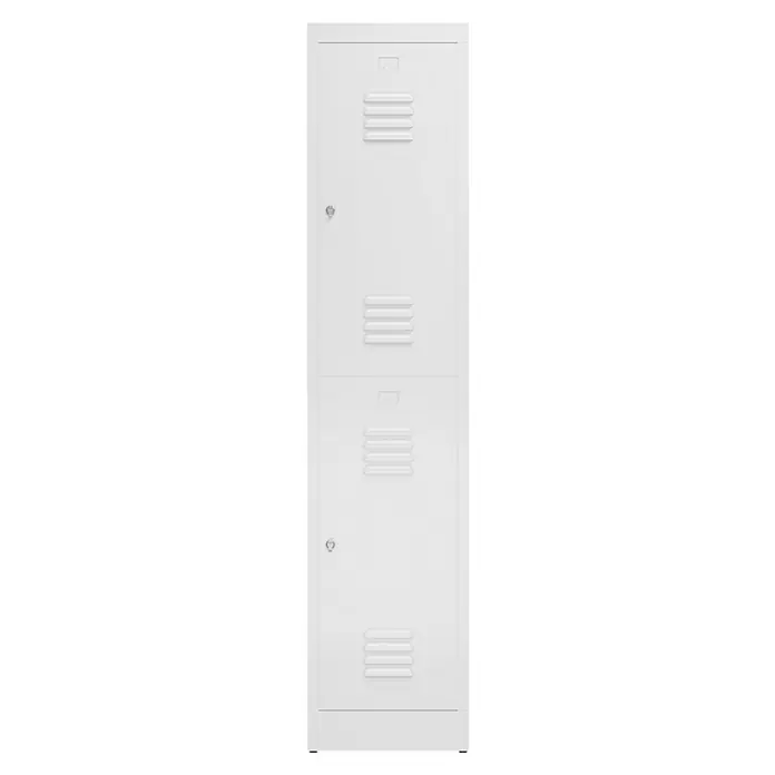 Lüllmann ClassiX Spind - H x B x T: 180 x 41,5 x 50 cm, Signalweiß, Fertig montiert, Anzahl Fächer: 2 Stk. - Weißer Metallspind mit Lüftungsschlitzen und Schlössern, ideal für die Aufbewahrung. Robuste Konstruktion für den täglichen Gebrauch.