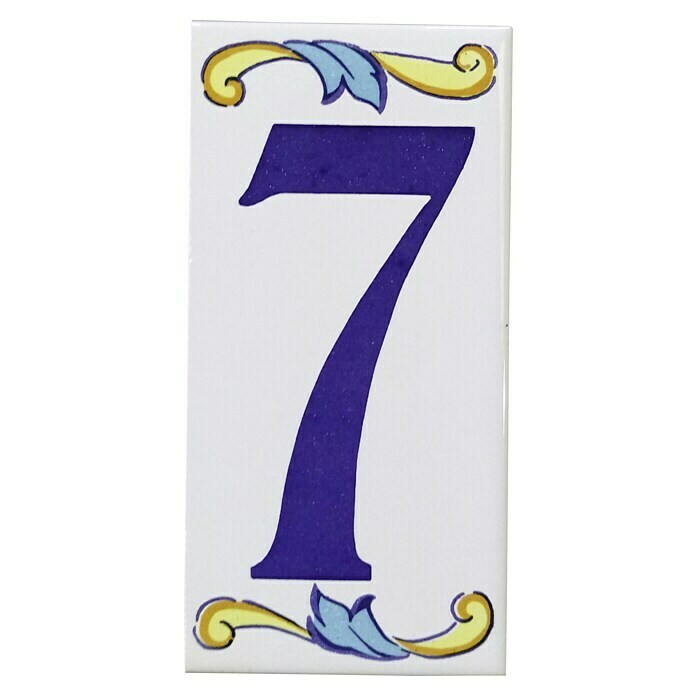 Azulejo de gres Número 7 (7,5 x 15 cm, Blanco, Brillante)