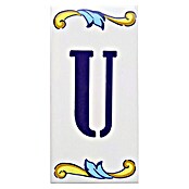 Azulejo de gres Letra U (7,5 x 15 cm, Blanco, Brillante)