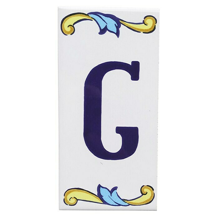 Azulejo de gres Letra G (7,5 x 15 cm, Blanco, Brillante)
