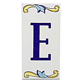 Pavimento cerámico Letra E (7,5 x 15 cm, Blanco/Azul/Amarillo, Brillante)