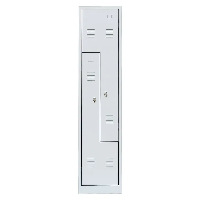 Lüllmann Z-Spind - H x B x T: 180 x 41,5 x 50 cm, Signalweiß, Fertig montiert, Anzahl Fächer: 2 Stk. - Metallschrank in Weiß mit zwei abschließbaren Türen und Lüftungsschlitzen für die Aufbewahrung von Gegenständen.