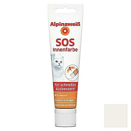 Alpina Alpinaweiß Wandfarbe SOS Tube (Weiß, 100 ml, Matt, Konservierungsmittelfrei)