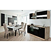 Respekta Composición de cocina (Ancho: 220 cm, Con dispositivos eléctricos, Negro)