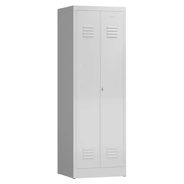 Lüllmann ClassiX Doppelspind - H x B x T: 180 x 60 x 50 cm, Signalweiß, Fertig montiert, Anzahl Fächer: 2 Stk. - Metall-Doppelspind mit Lüftungsschlitzen und Schloss, ideal für Büro oder Werkstatt zur sicheren Aufbewahrung persönlicher Gegenstände.