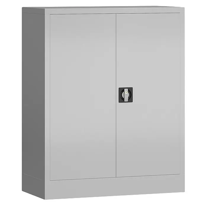 Lüllmann ClassiX Metall-Mehrzweckschrank - H x B x T: 100 x 80 x 38 cm, Lichtgrau, Fertig montiert, Anzahl Böden: 2 Stk. - Grauer Stahlschrank mit zwei Türen und einem Schloss für sichere Aufbewahrung. Ideal für Büro oder Werkstatt.