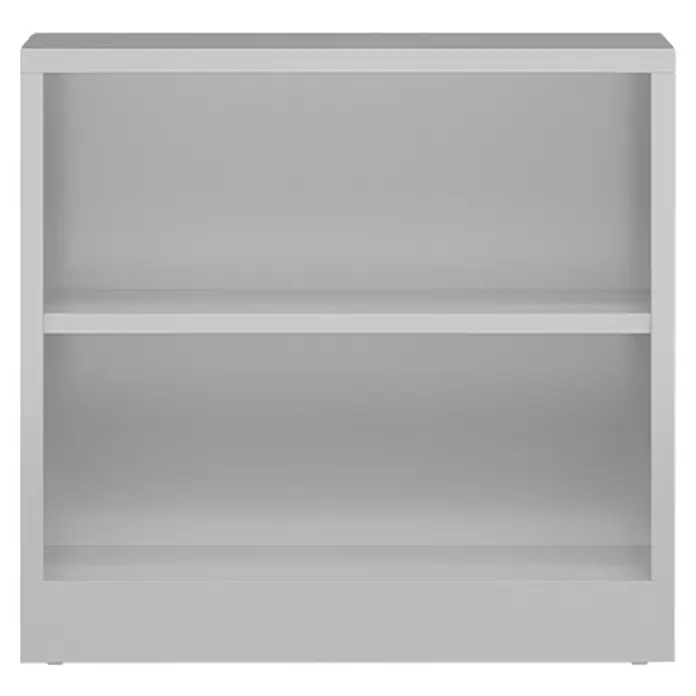 Lüllmann ClassiX Aktenregal - H x B x T: 75 x 80 x 38 cm, Traglast pro Boden: 65 kg, Anzahl Böden: 1 Stk., Lichtgrau - Das Bild zeigt ein weißes, leeres Regal mit zwei Regalböden, das sich ideal zur Aufbewahrung und Organisation von Gegenständen eignet.